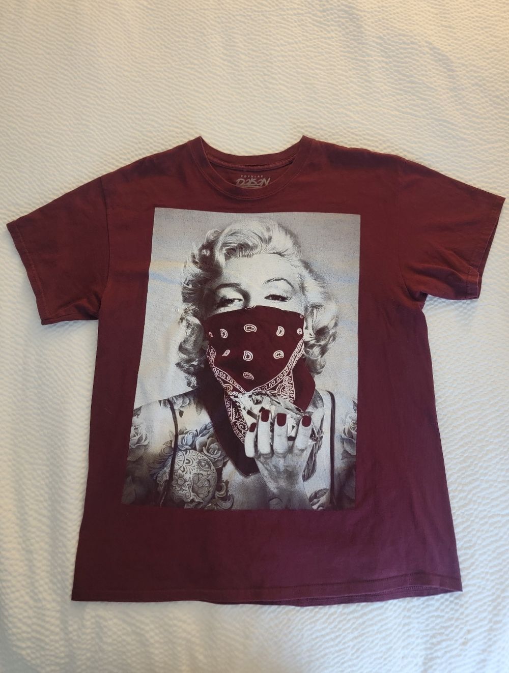 🆕️👱🏻‍♀️Marilyn Monroe Gangster Men's T-Shirt, Burgundy, Sz XL